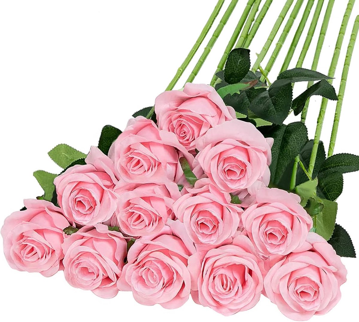 SnelShoppen - Pack van 12 Zijde Rozen, Kunstbloemen met Verstelbare Stelen, Realistische Kunstbloemen voor Bruiloft, Valentijnsdag, Feestdecoratie, 51