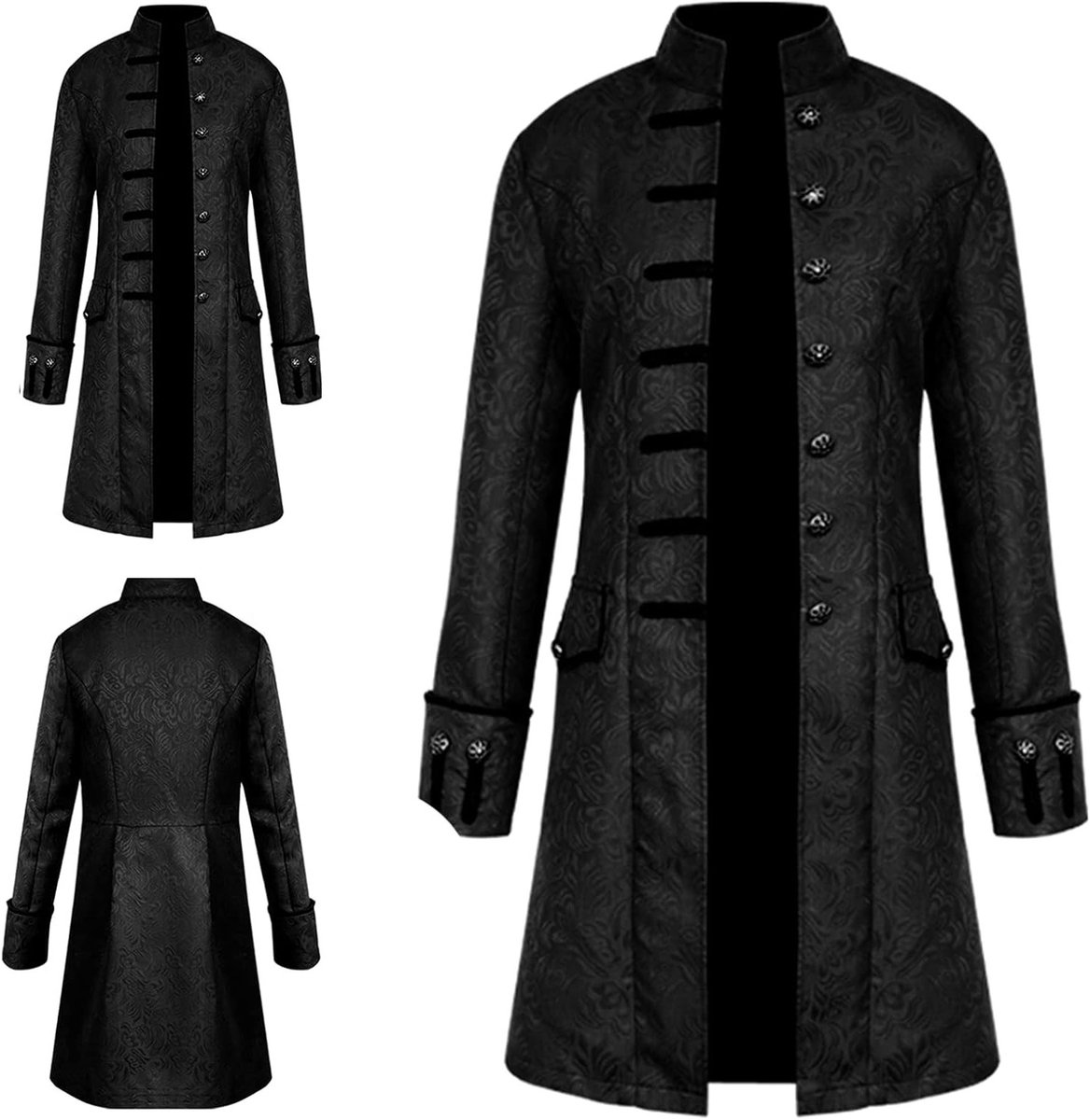 Vintage Steampunk Lange Trenchcoat voor Mannen - Gothic Halloween Outfit met Victorian Stijl en Middeleeuwse Invloeden