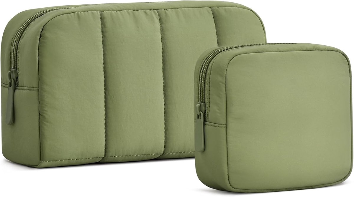 SnelShoppen - Cosmetica Tas Toilettas Set Dames Waterdicht Makeup Tas met Compartimenten voor Reizen Weekend, Army Green