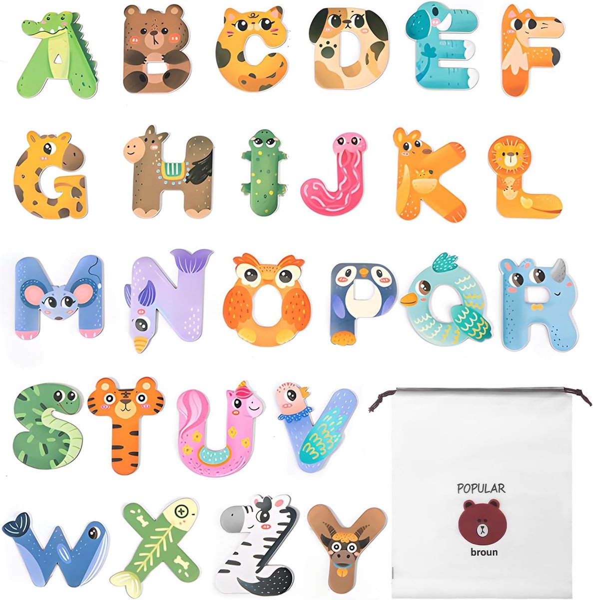 SnelShoppen - Magnetische Letters ABC - Educatieve Spelletjes voor Kinderen, Grote Magneten voor Koelkast, 26 Stuks, Kleurrijk en Duurzaam, Ideaal voo