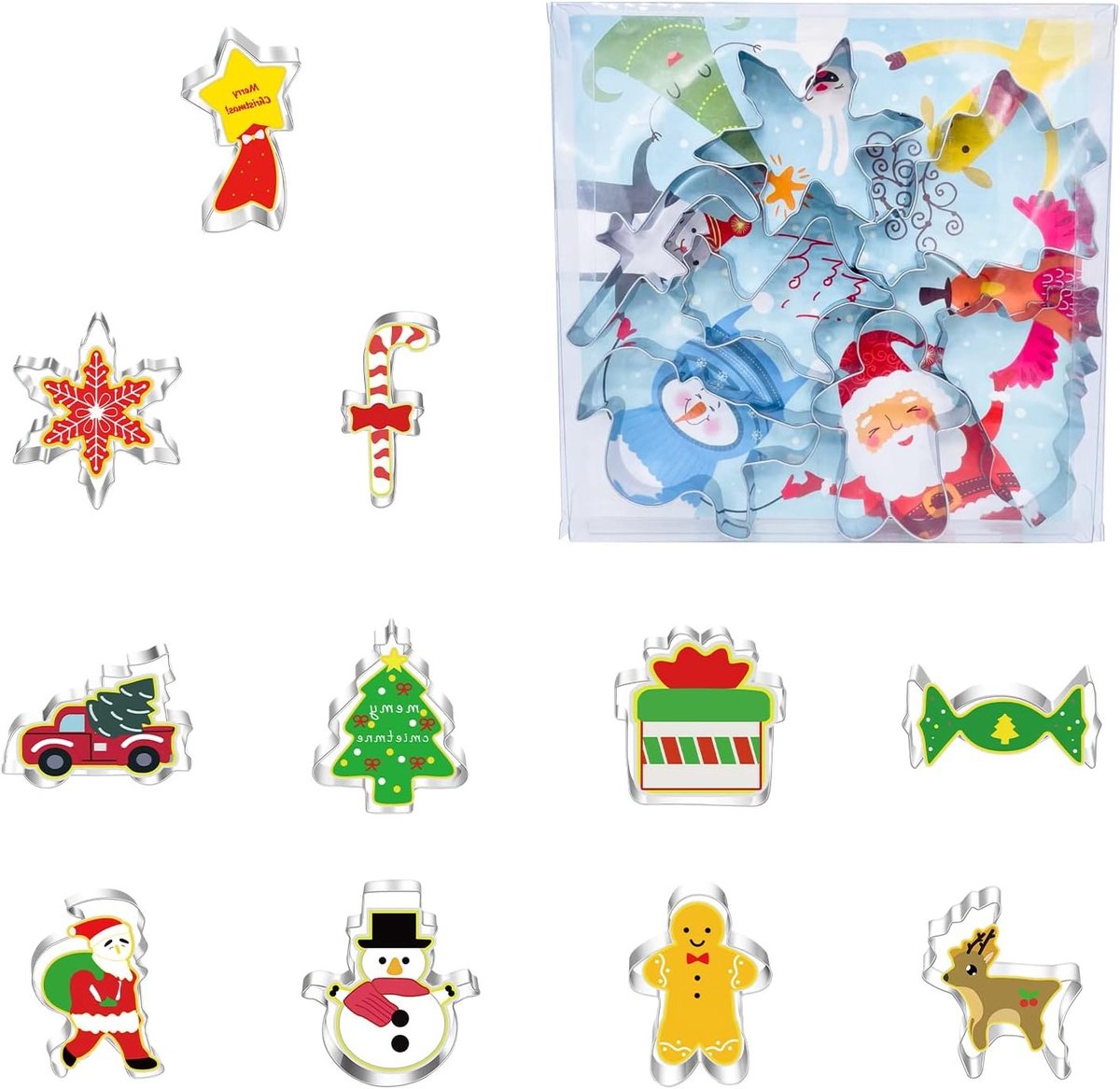 Set van 11 Kerstvormpjes voor Koekjes - Diverse Snijvormen voor Bakken, Decoreren en Feestdagen