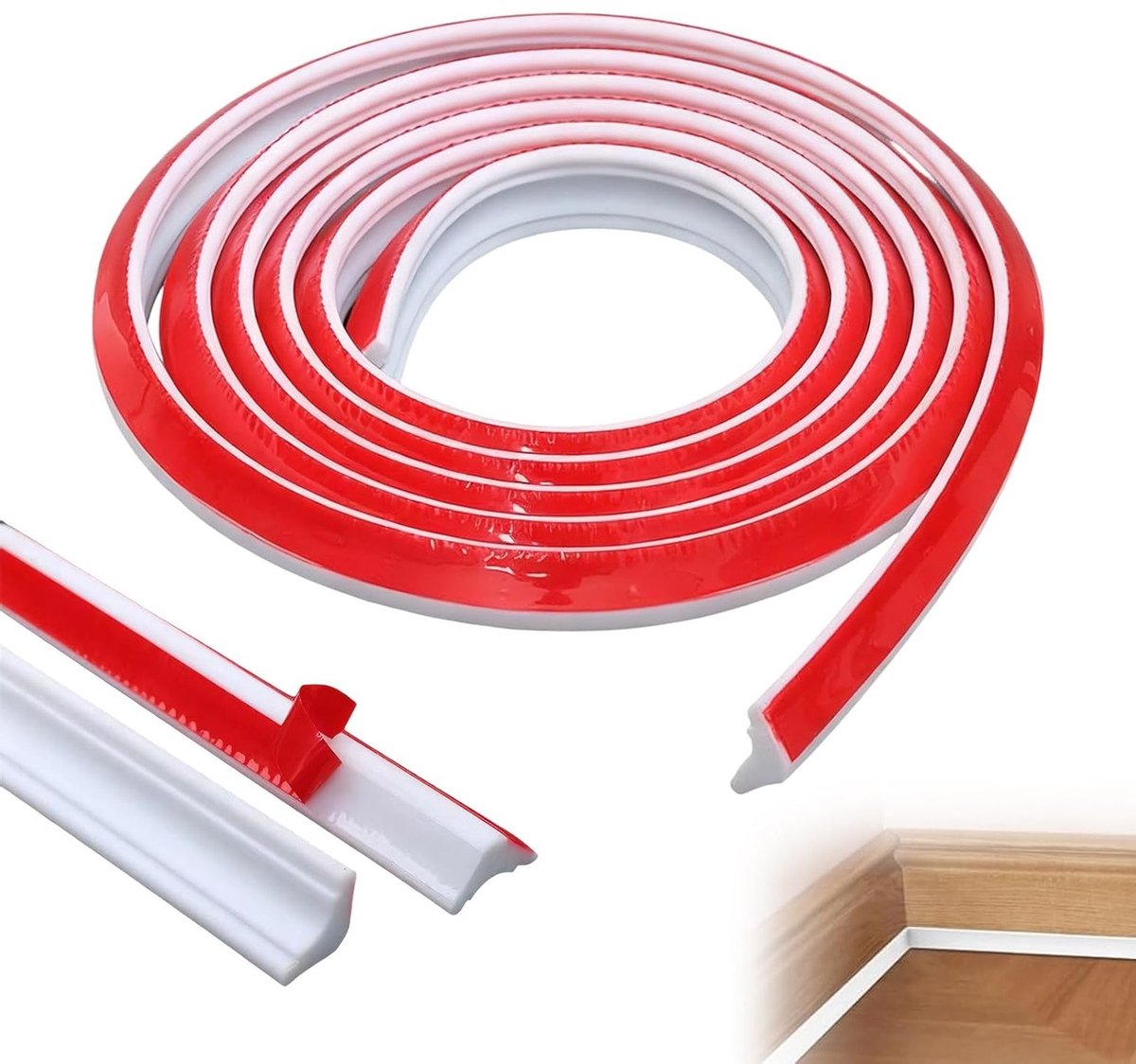 Flexibele zelfklevende plafondlijsten van 6 m, driehoekige sierlijsten voor wand- en plafondovergangen, ideaal voor keuken en badkamer, 12 mm x 9 mm, driekantige afwerking voor tegels en werkbladen (wit)