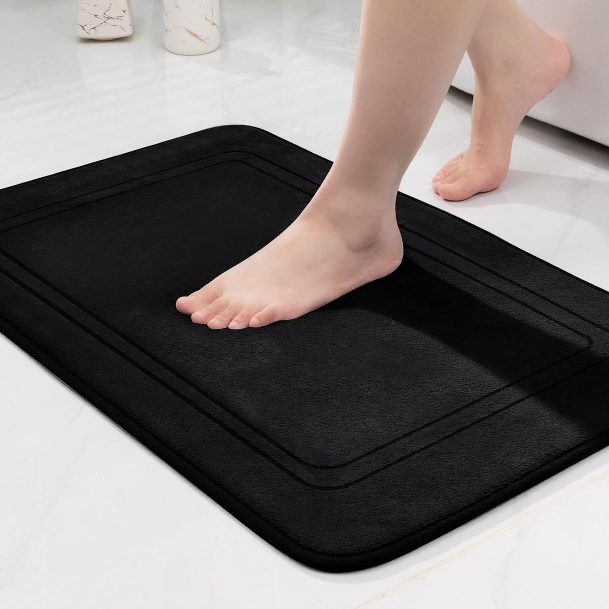 SnelShoppen - Non-Slip Badmat Zwart 50 x 80 cm - Antislip, Waterabsorberend, Ideaal voor Badkamer, Keuken, Woonkamer, Vakantiehuis
