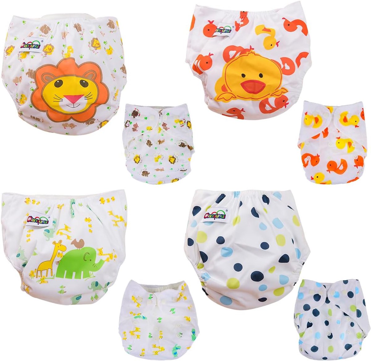 SnelShoppen - Cloth Diaper met Pockets, 4 Stuks, Herbruikbare Luier, Wasbare Nappy voor Kinderen, Wit, voor Thuis en Onderweg, Geschikt voor 3-15 kg