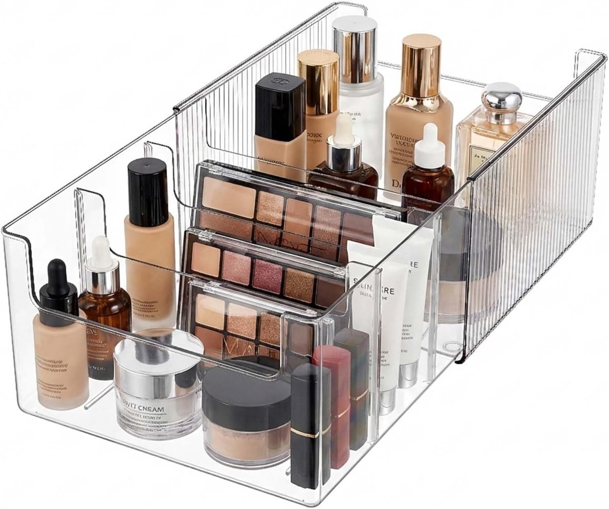 SnelShoppen - Pull-out Makeup Organizer - Cosmetica Opbergdoos met Aanpasbare Compartimenten voor Badkamer, Keuken en Kledingkast - Duidelijk Plastic,