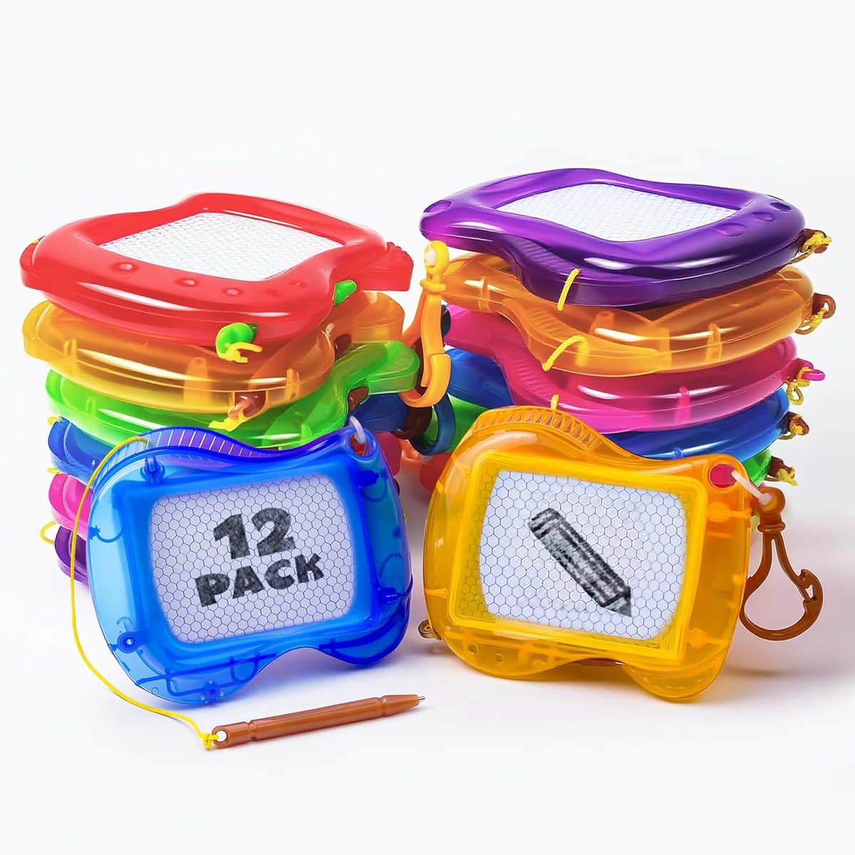 SnelShoppen - 12 Mini Magnetische Tekenborden - Kleine Cadeaus voor Feestjes, Verjaardag, Kerst, Adventskalender - Perfect voor Kinderen en Activiteit