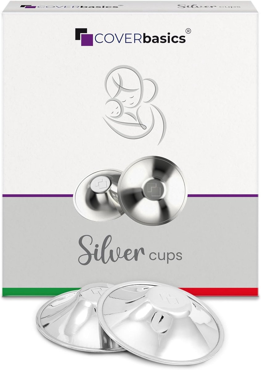 SnelShoppen - Silver Nipple Protectors voor Borstvoeding - Zilveren Tepelkapjes tegen Scheurtjes - Huidvriendelijk, Duurzaam, 1 Paar, Regelmatige Maat