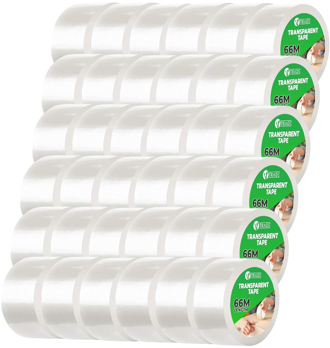 SnelShoppen - Transparante Plakband 48mm x 66m - Sterke Hechting - Geluidsarme Verpakkingstape - UV Bestendige Tape voor Perfecte Organisatie van Pakk