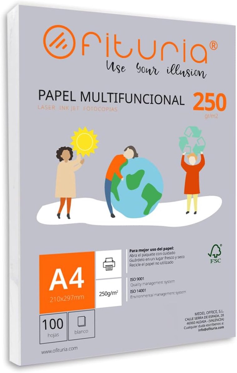 SnelShoppen - A4 Papier 250 g - 100 Vellen Wit Multifunctioneel voor School, Kantoor, Laserprinter, Inkjetprinter en Copier