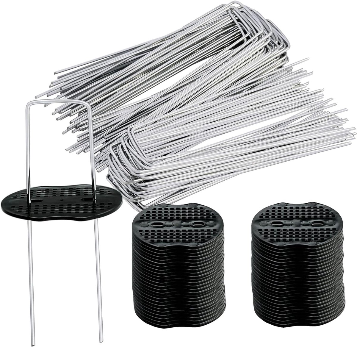 SnelShoppen - 50 Tuin Haringen en 50 Washers, Gegalvaniseerde RVS Grondankers voor Tuin, Tent en Schutting, 150x40mm, Ø2.5mm, Ideaal voor Buiten en Tu