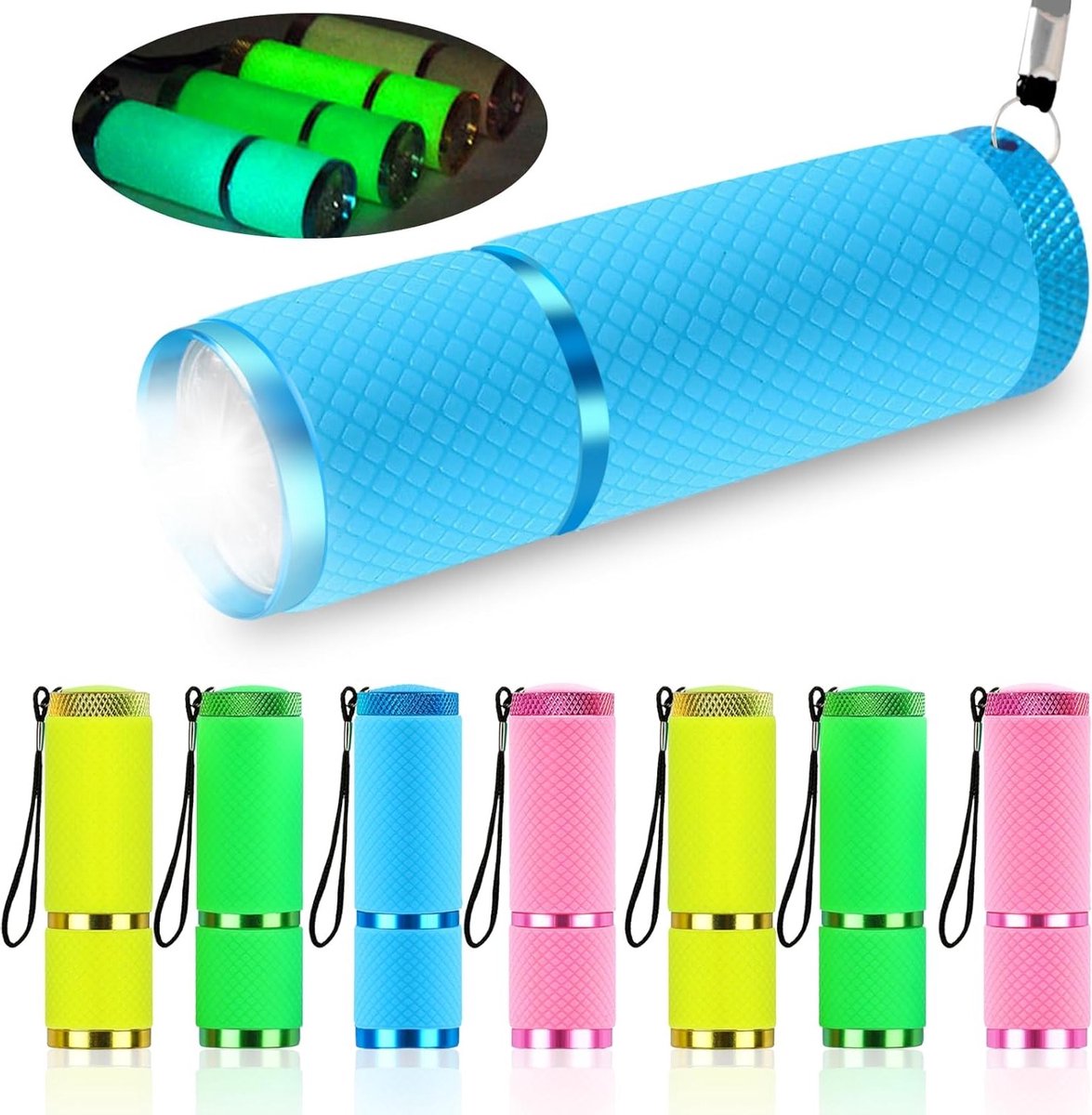 Set van 8 Mini LED Zaklampen voor Kinderen, Hoge Helderheid, Perfect voor Verjaardagen, Kamperen en Buitenactiviteiten