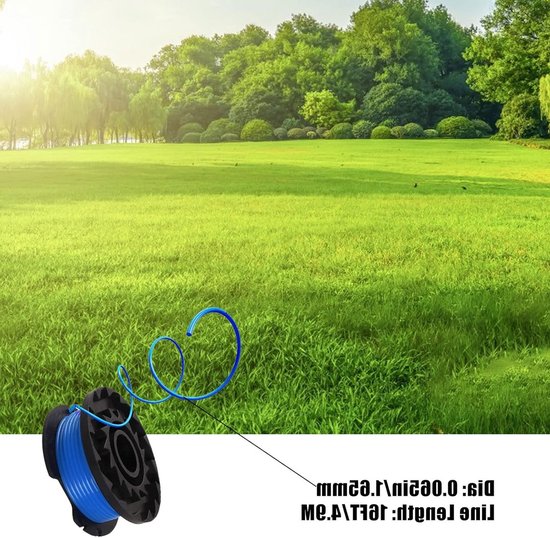 Vervangingsspoel voor grastrimmers met enkele draad van 1.65mm, ideaal voor 24V trimmers, inclusief 4+1 spoelen, perfect voor tuinonderhoud en grastrimmen — afbeelding 2