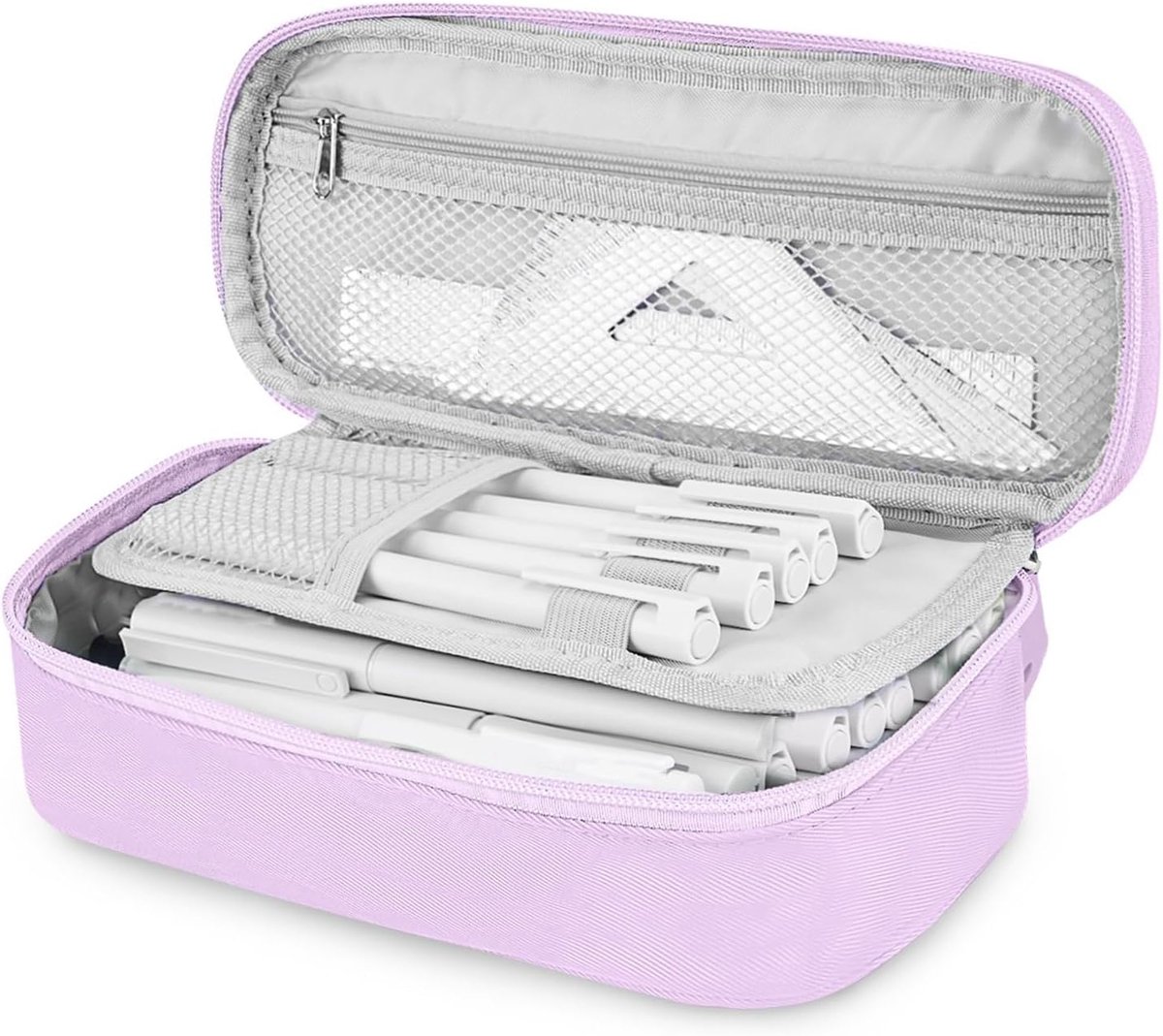 SnelShoppen - Grote Pennen Etui met 4 Compartimenten, Ruime Opbergruimte voor School en Kantoor, Handige Draaghandgreep, Ideaal voor Kinderen, Jongens