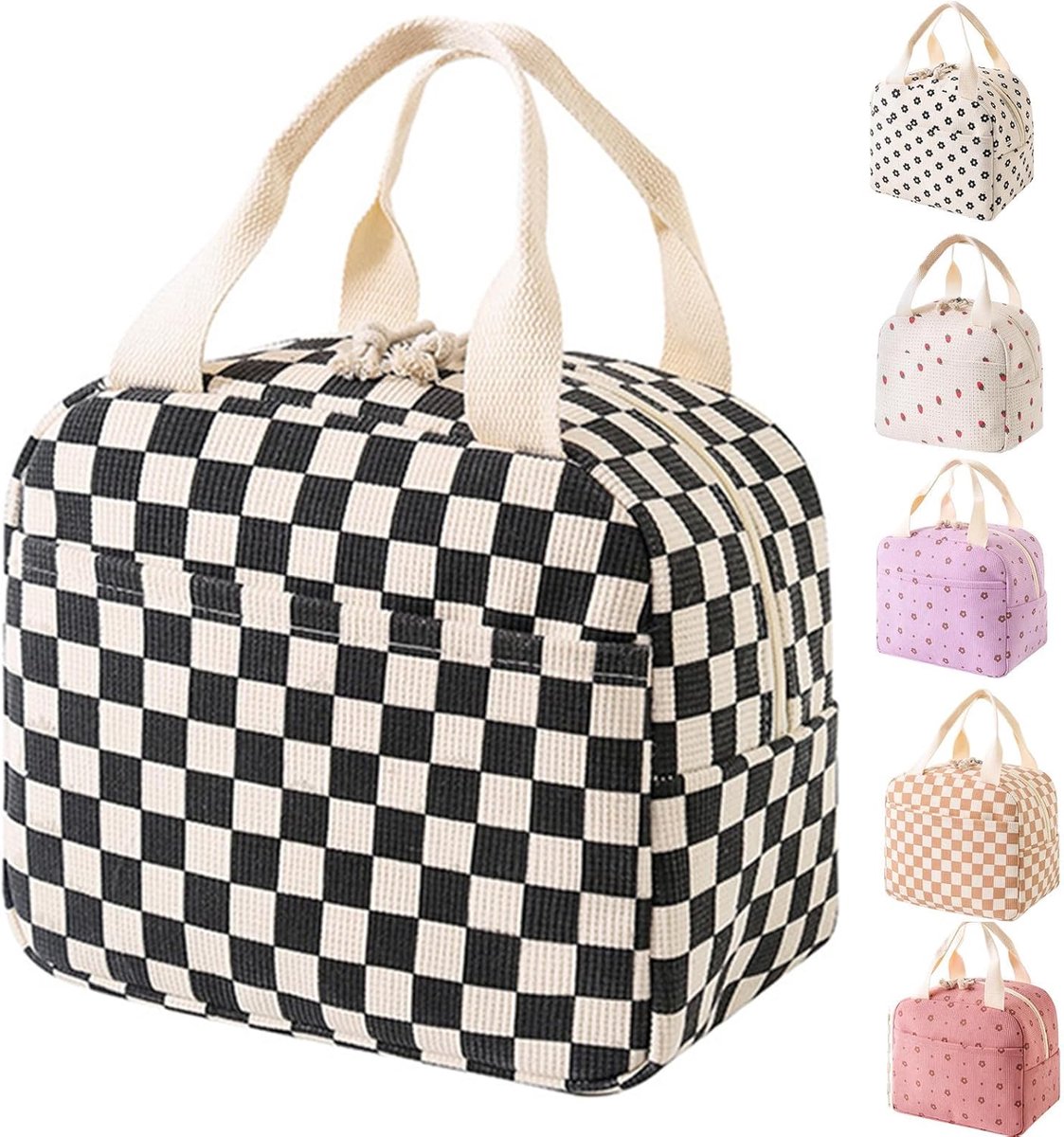 SnelShoppen - Insulated Lunch Bag voor Vrouwen, Vintage Corduroy Koeltas, Lunch Organizer voor Kinderen en Volwassenen, Perfect voor Picnic, Werk en B