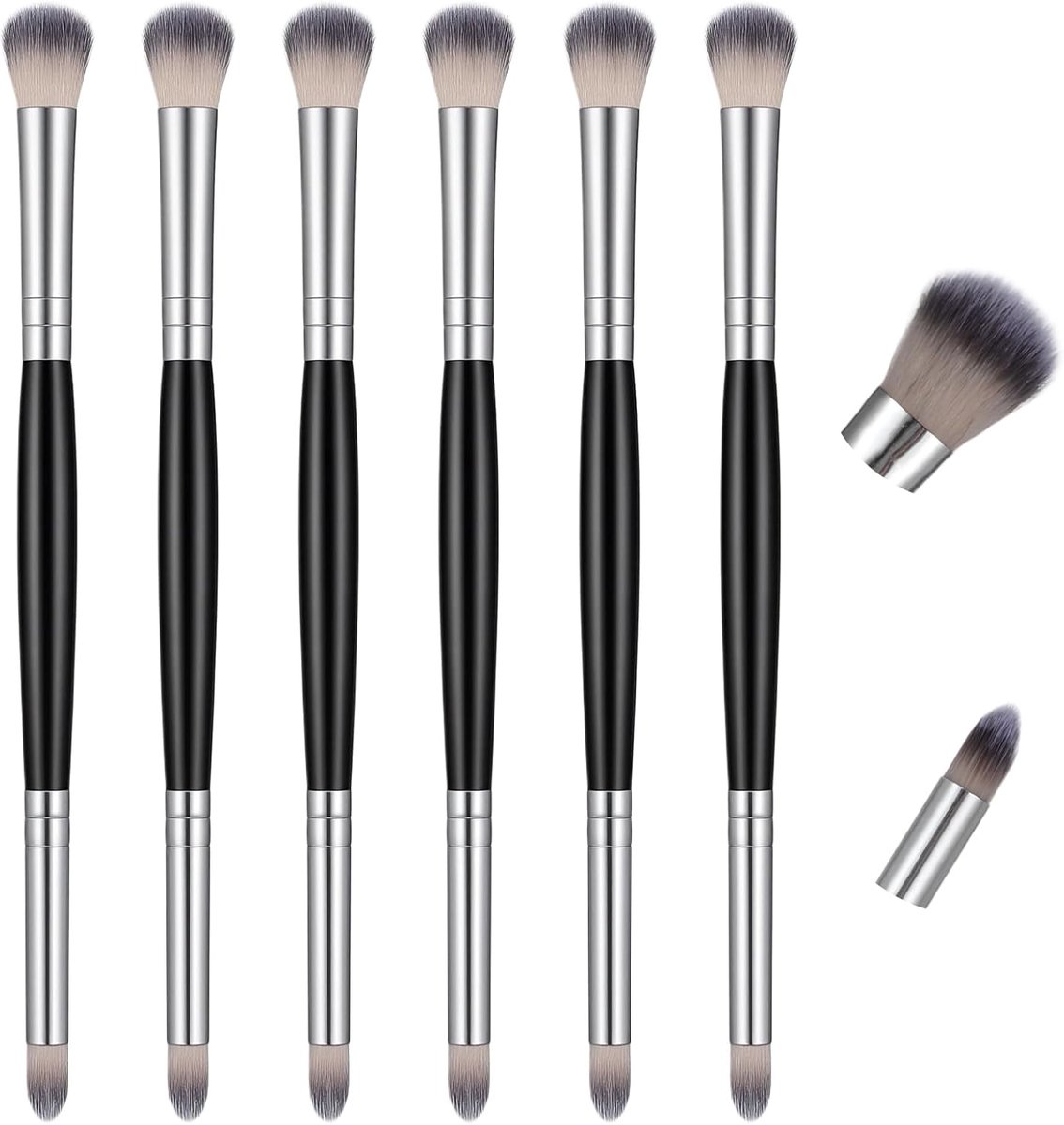 SnelShoppen - 6-delige Make-up Penseelset, Dubbelzijdige Oogschaduw en Concealer Borstels, Professionele Make-up Kwasten voor Precisie en Blenden, Per