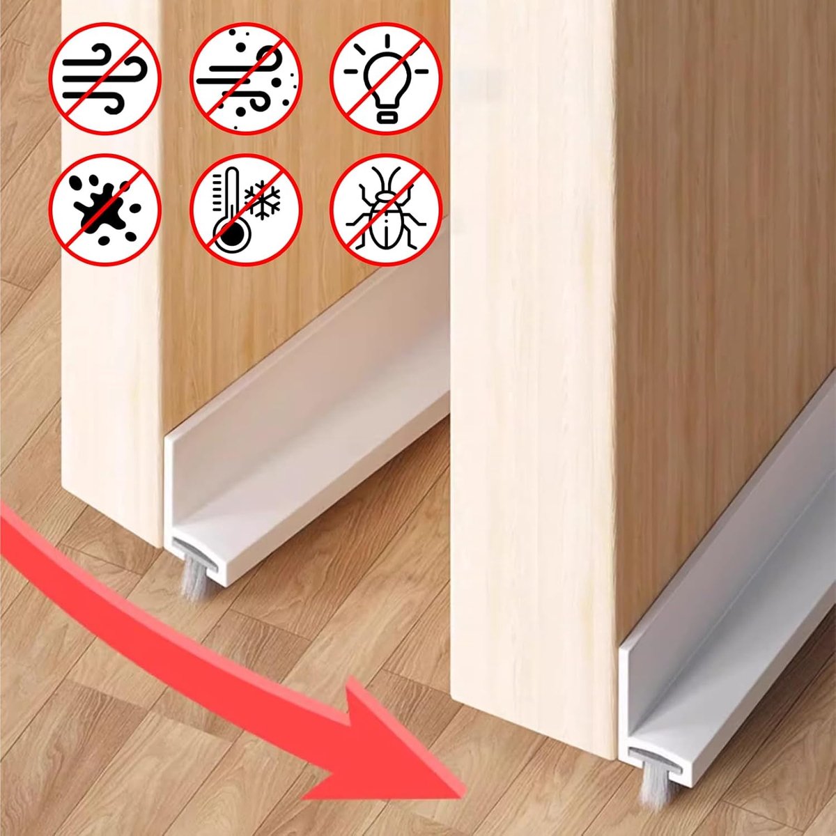 SnelShoppen - Deur tochtstrip 100 cm - Wit - Silicone deurafdichting tegen kou, vocht en geluid - Ideaal voor thuisgebruik