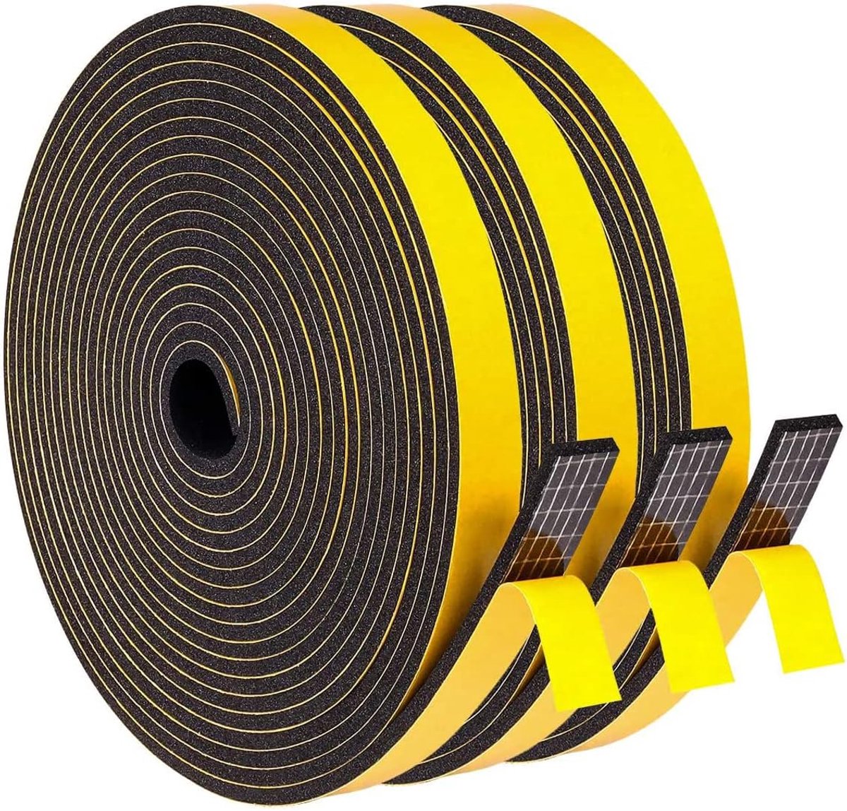 SnelShoppen - Zelfklevende Foam Tape 12mm x 3mm - Tochtstopper voor Ramen en Deuren - Geluiddicht, Waterdicht, Stofdicht - 15m Zwart Sealing Tape voor