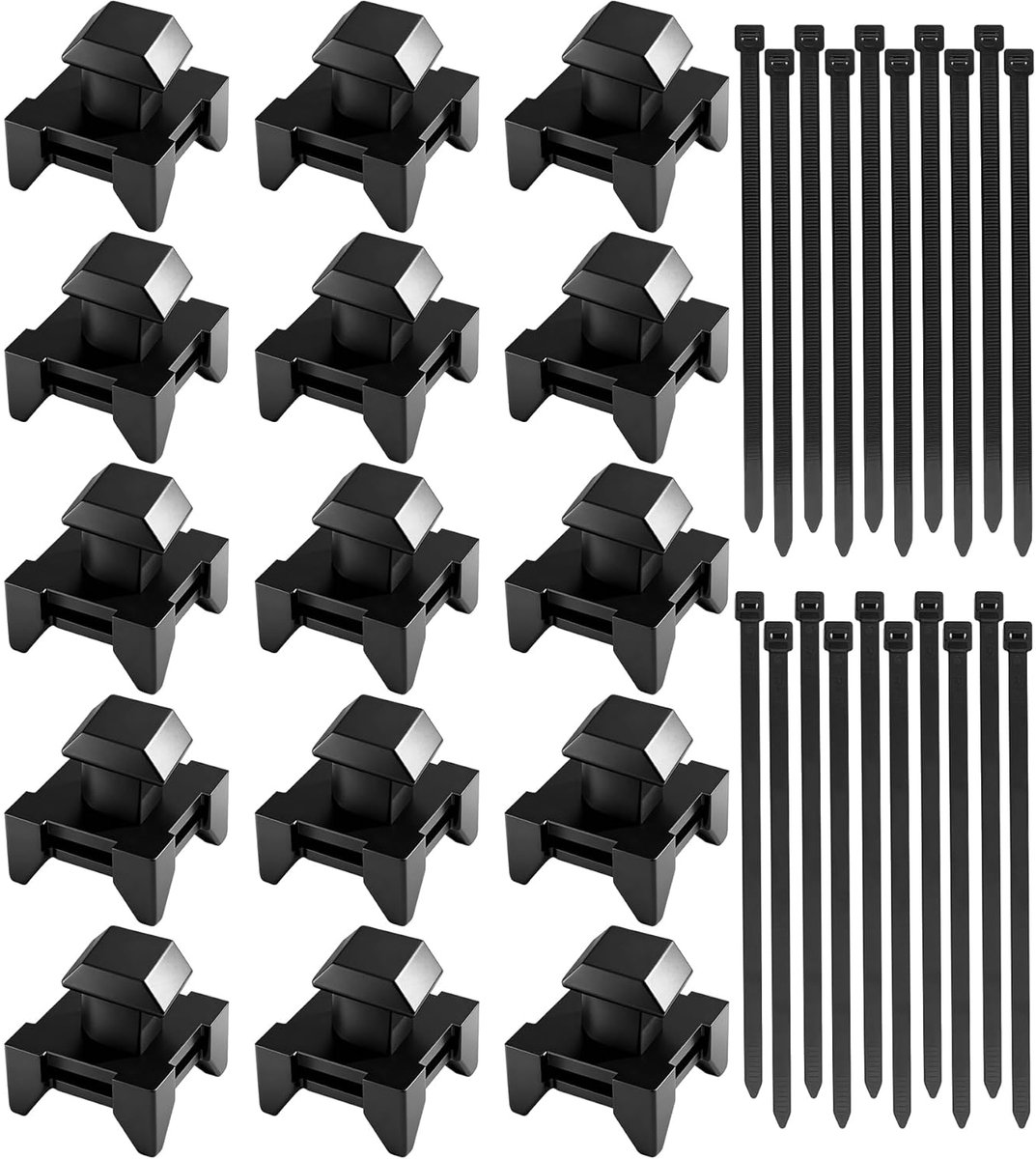 SnelShoppen - 15 Pcs Aluminium Profiel Groef Kabelclips 8mm + 20 Zwarte Kabelbinders voor Kabelbevestiging - Ideaal voor 4040 Aluminium Profielen, Thu