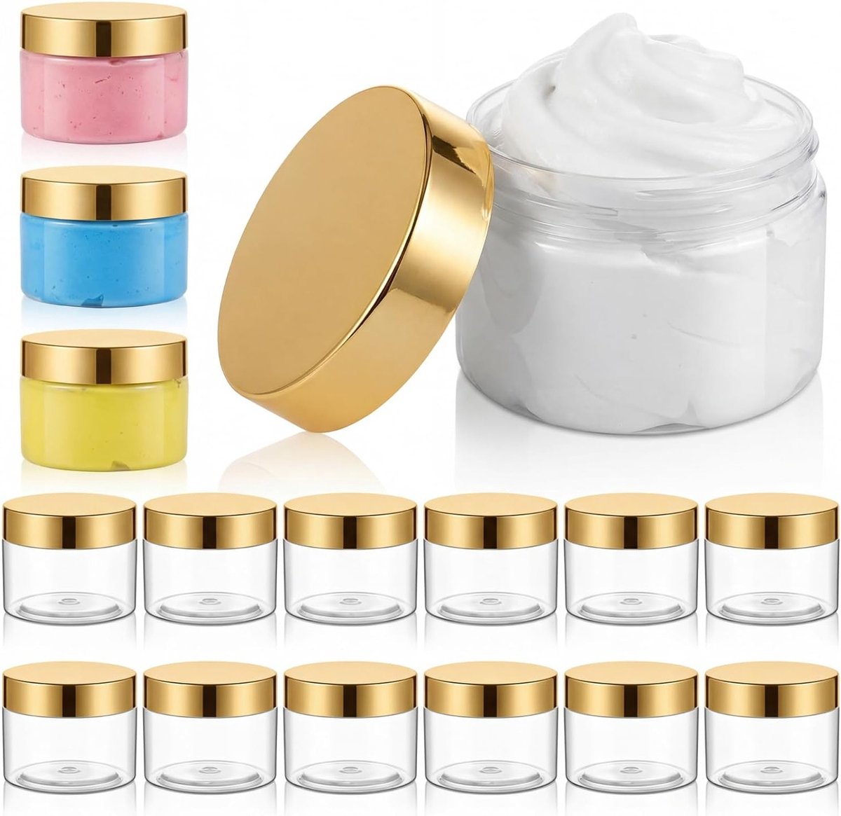 16 Stuks 55ml Lege Slijm Potjes met Deksel, Transparante Plastic Jars voor Slijm, DIY Creaties en Cosmetica Organisatie