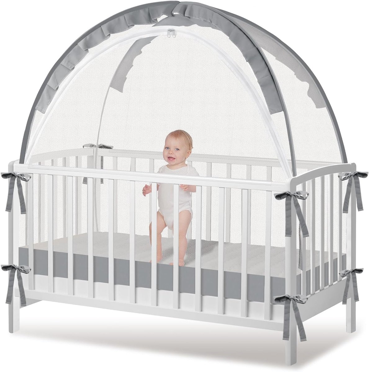 SnelShoppen - Mosquito Net Babybed Tent voor Wieg en Campingbed, Vouwbare Mosquito Net met Transporttas, Grijs, 70 x 140 cm, Ideaal voor Zomerbescherm