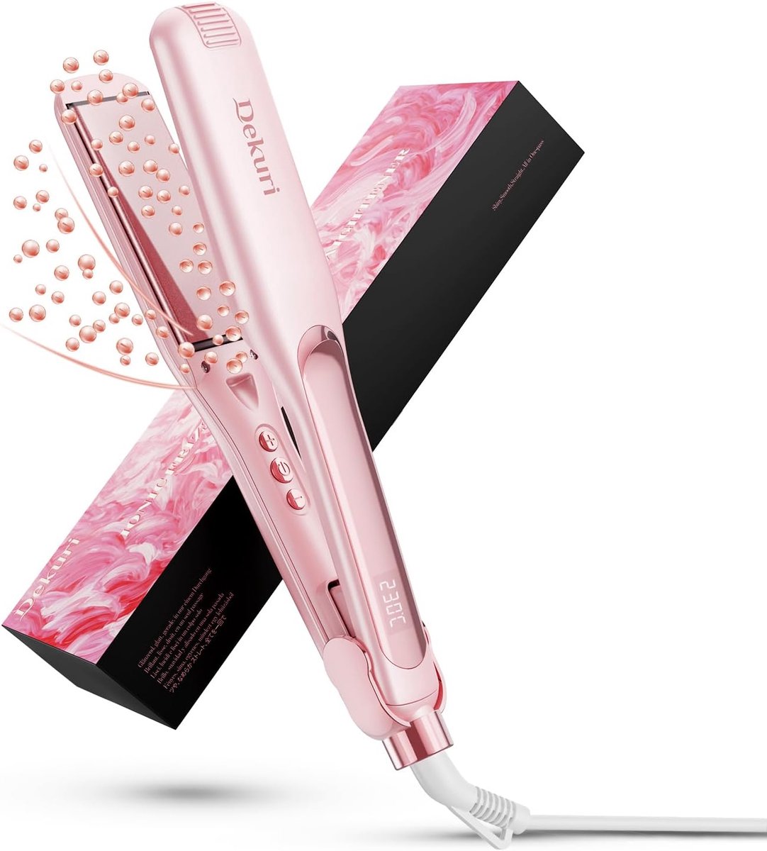 SnelShoppen - Dekuri Straightening Iron, 42 mm Keramische Steilijzer zonder Wrijving, Waterbasis, Geschikt voor Alle Haartypes, Perfect voor Feest en