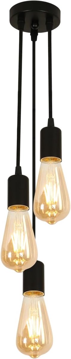 SnelShoppen - Vintage Industrial Pendant Light - 3 Flame Iron Chandelier - Creatieve Zwarte E27 Hanglamp voor Slaapkamer, Keuken, Woonkamer - Hoogte V