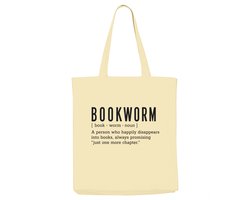 Bookworm Tote Bag – BookTok Cadeau – Tas voor Boekenliefhebber – Book Lover Shopper – Canvas Tas 38x42 cm – Lezer Cadeau