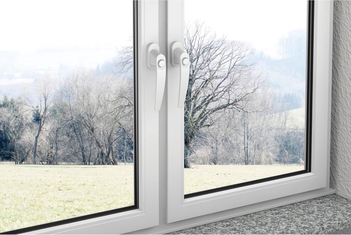 SnelShoppen - Kindveilige Raam- en Deurslot - Aluminium Witte Balkon- en Terrasdeurgreep met Drukknop - 35 mm Pin - 2 Stuks - Eenvoudig te Installeren