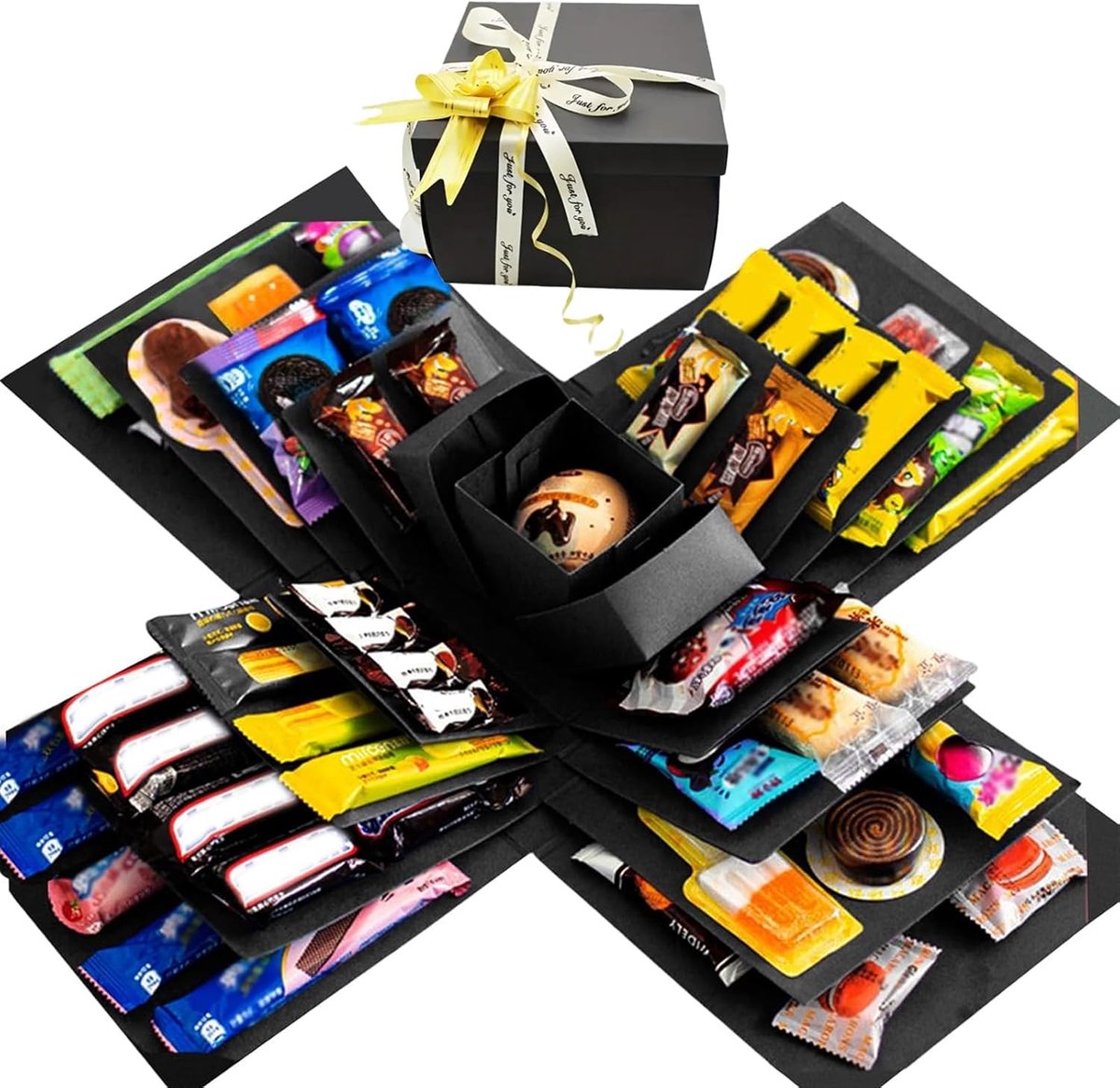 SnelShoppen - 5-Laagse Creatieve Explosiegeschenkdoos - DIY Handgemaakte Verrassingsdoos - Zwart - Perfect voor Valentijnsdag, Verjaardag, Trouwdag me
