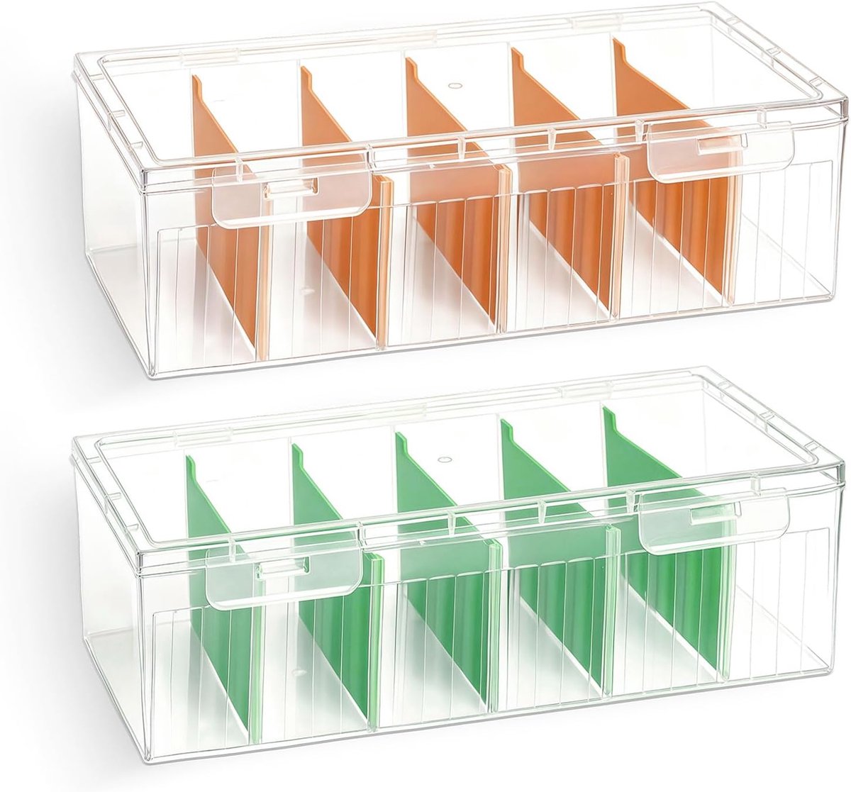 SnelShoppen - 2 x Indexkaarten A8, Kaartenbox met Afneembare Scheidingswanden, Kaartenhouder met Deksel voor Tot 600 Kaarten voor Kantoor, School en T
