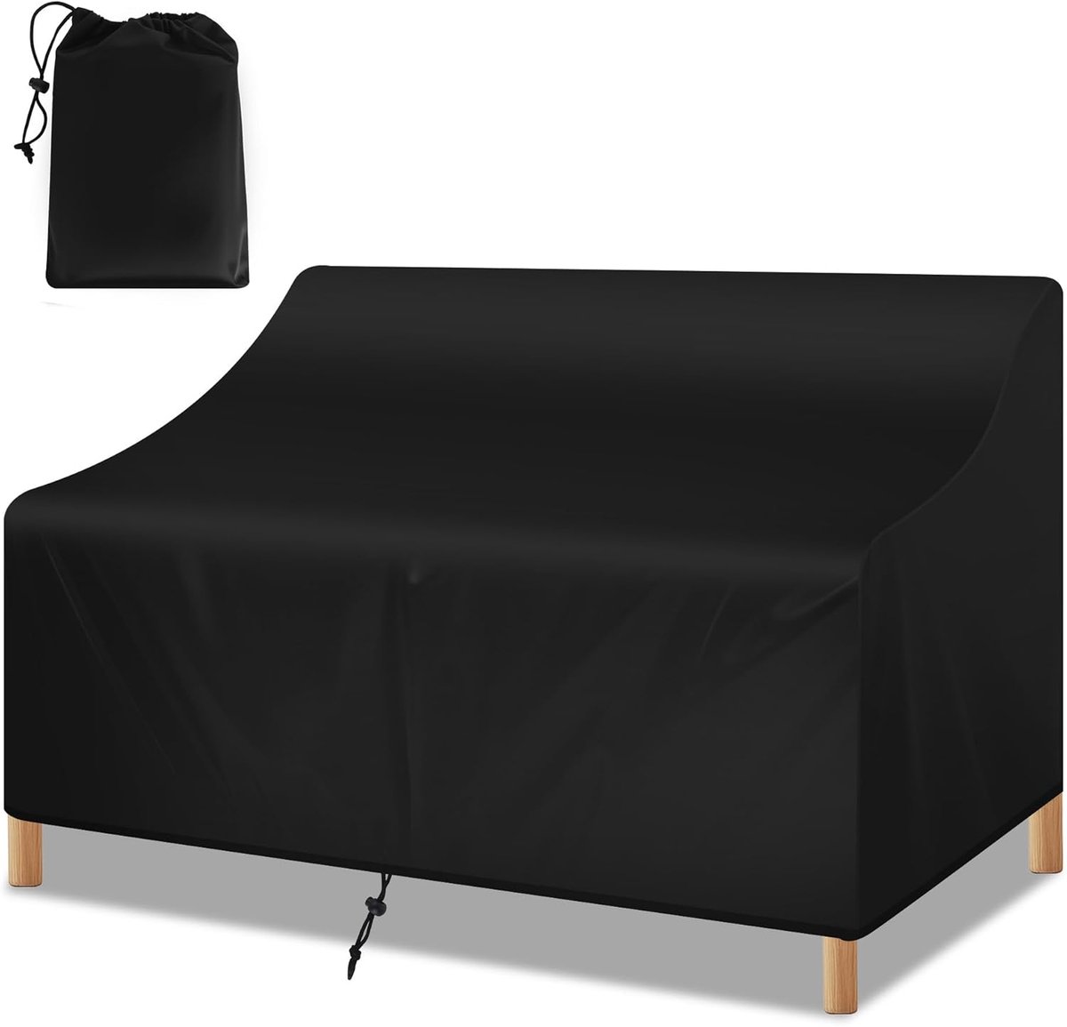 SnelShoppen - Tuinbankhoes voor 2-zits Tuinbank, Waterdicht Oxford Stof, Bescherming tegen Weersinvloeden, Universele Afdekking, Zwart, Voor Buiten, T