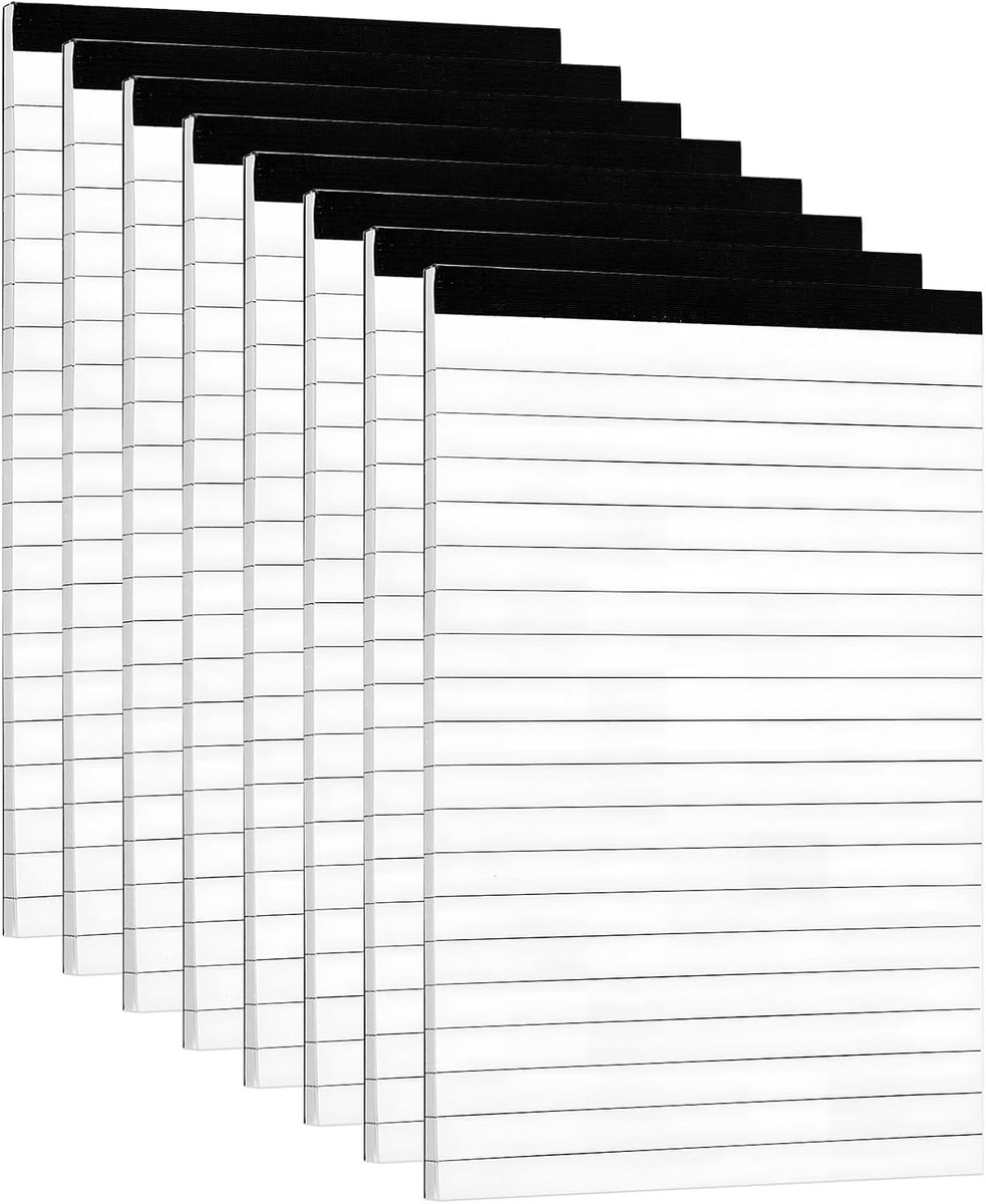 SnelShoppen - 8 Stuks A6 Gelinieerde Notitieblokken - Wit Afscheurblok met 30 Vellen per Boekje - Perfect voor Werk, Kantoor, Thuis, Studie en School