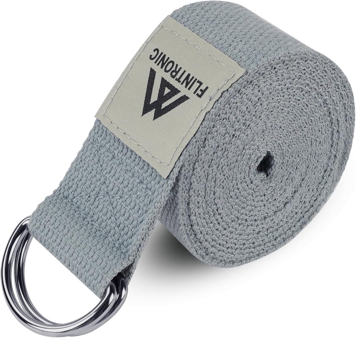 SnelShoppen - Flintronic Yoga Band met D-Ring - 2,5m Stretchband van 100% Katoen - Yoga Accessoires voor Beginners en Gevorderden - Perfect voor Yoga