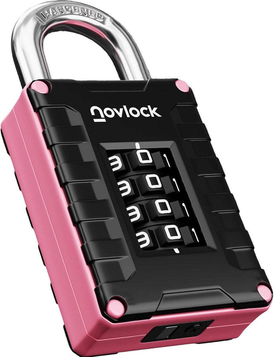 SnelShoppen - Combinatielock - Hangslot voor Kluisjes, Kasten, Opslagdozen, Poorten - Sterke Anti-Diefstal Lock - 1 Stuk, Zwart/Roze