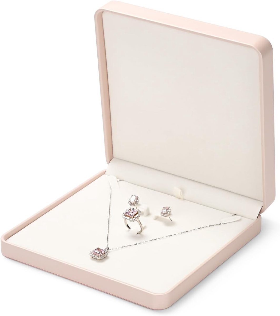 SnelShoppen - Luxe Sieradenbox, Juwelen Organizer, Sieraden Opbergdoos voor Ringen, Oorbellen, Kettingen, Hoogwaardige Leder, Roze, Voor Verjaardag, F