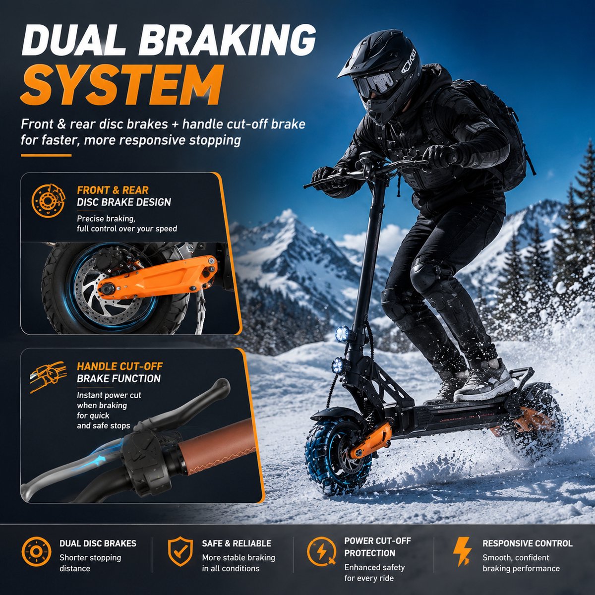 Minicee Elektrische step voor volwassenen, 800W motor, 48V 15Ah batterij, 40-50 mijl lange afstand, 11-inch banden, dubbele schokdempers, digitaal display, voor stedelijke reizen – foto 6