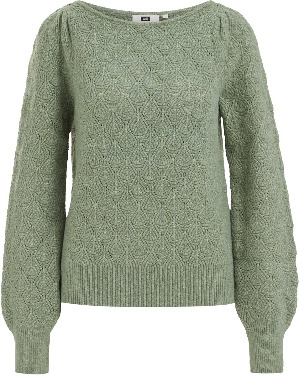 WE Fashion Dames trui met boothals en opengewerkte structuur