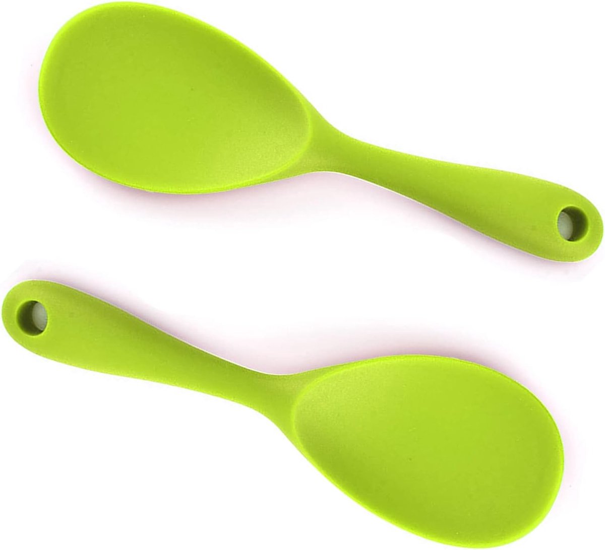 SnelShoppen - 2x Silicone Rice Spoon - Duurzame Rijstlepel voor Rijst, Aardappelpuree & Meer - Hittebestendige Keukenschep - Groene Kleur