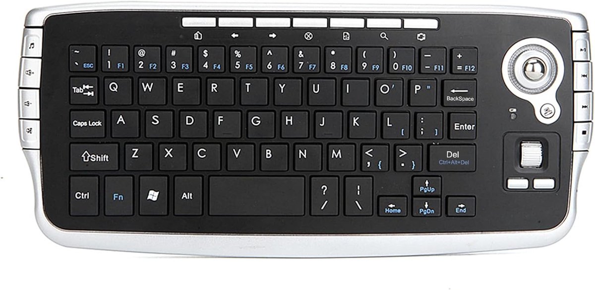 SnelShoppen - Draadloos Mini QWERTY Toetsenbord met Trackball Muis en Scrollwiel voor Android TV Box, Smart TV, PC en Notebook - Ergonomisch, Compact