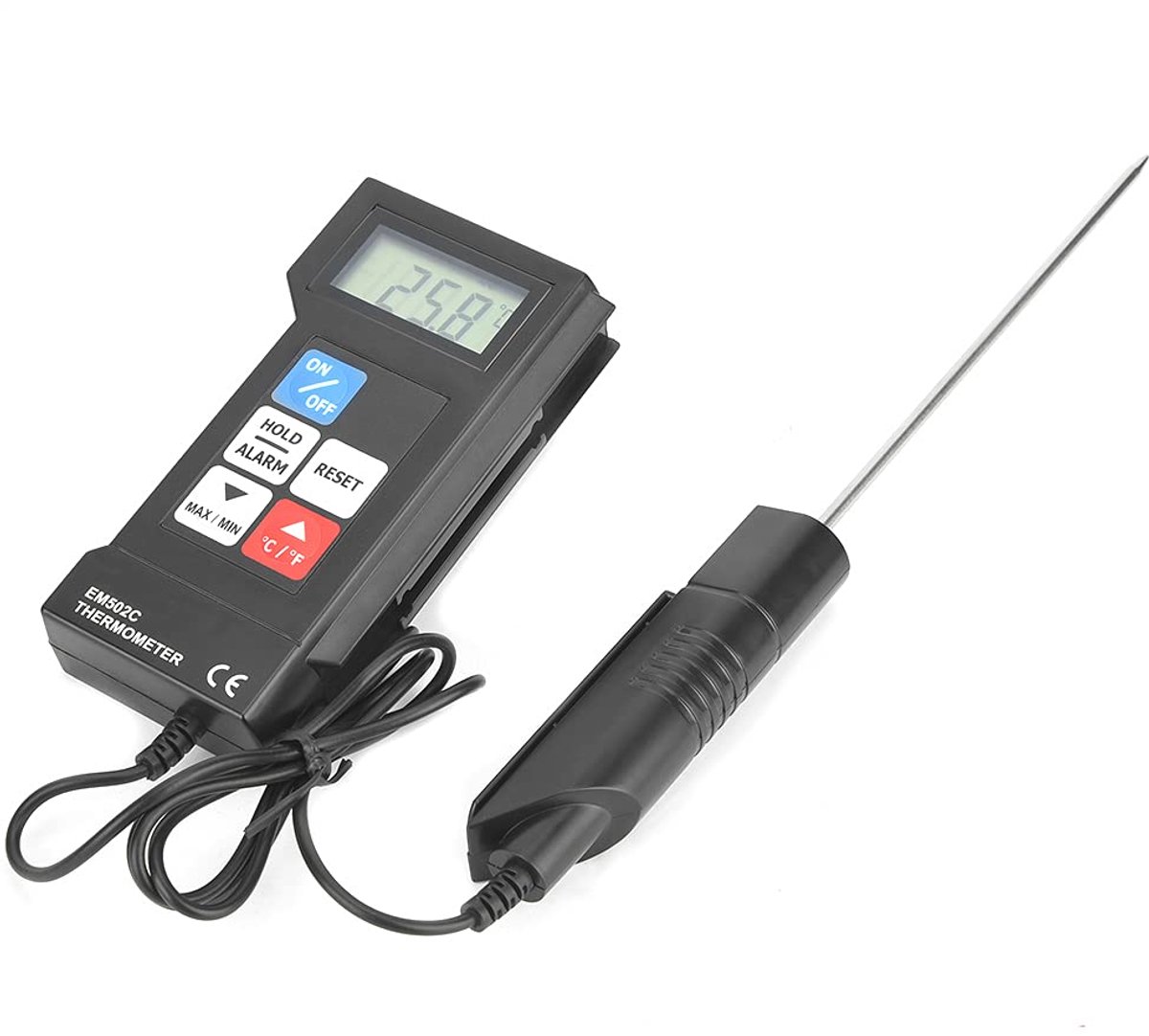 SnelShoppen - Digitale Thermometer voor Keuken, Grill & BBQ - Professionele Keukenthermometer met Lange RVS Sonde van 17 cm - Ideaal voor Vlees, Olie