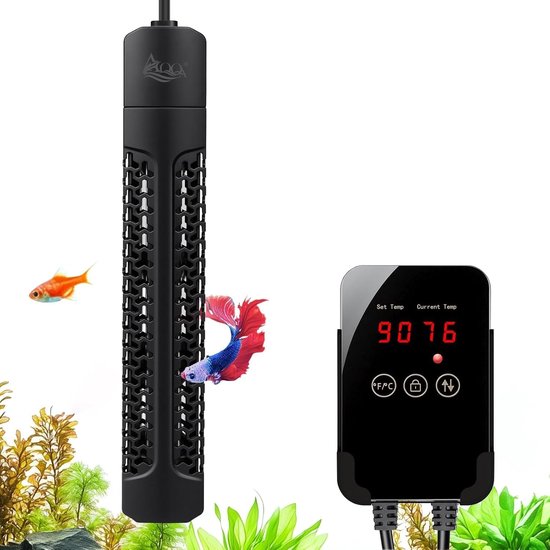 SnelShoppen - AQQA Heater voor aquarium AQ201 500W - Onderwaterverwarming, temperatuurregeling, waterdicht, ideaal voor zoetwater en zoutwater aquaria