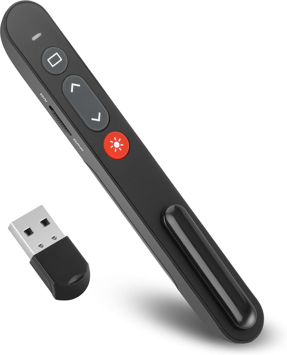 SnelShoppen - Draadloze Presenter - PowerPoint Remote Control met USB, Ideaal voor Presentaties, Compatibel met Windows en Mac, Volledig Functie Desig