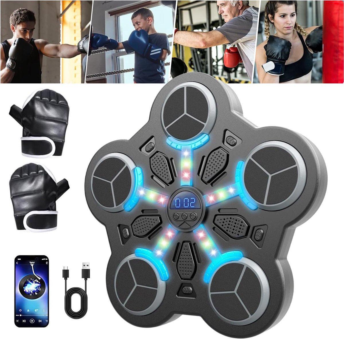 Muziekboksmachine Met Bokshandschoenen - Slimme Muziekboxmachine Met Bluetooth - Boksmachine Voor Wandmontage - Muurdoelwit Trainingsapparaten Voor Kinderen