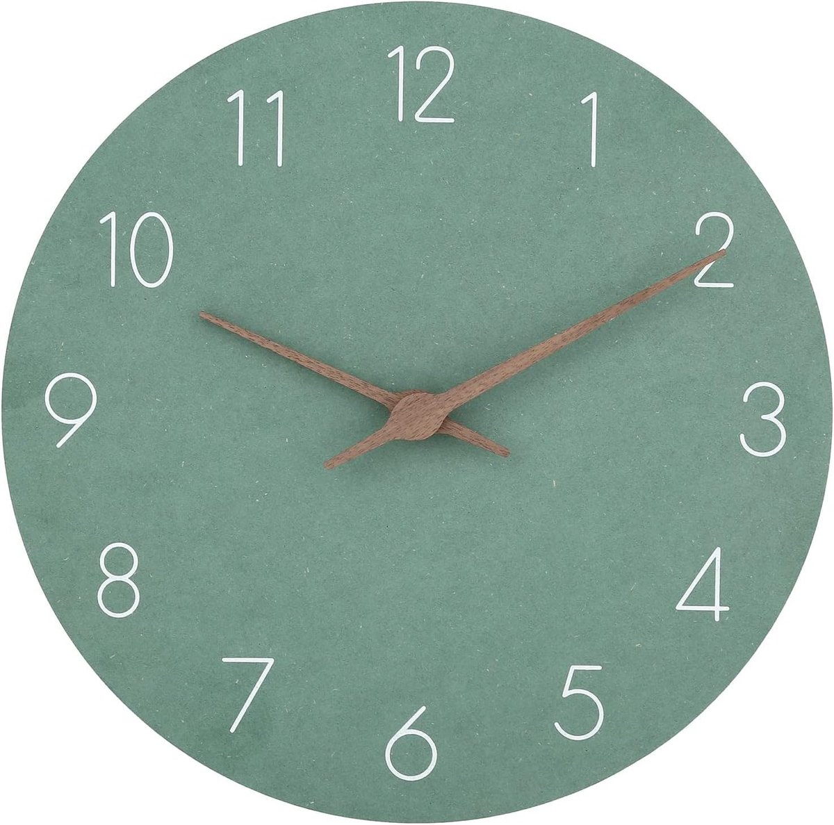 SnelShoppen - MDF Wandklok 30 cm - Stille Quartz Klok - Modern Design - Groene Kleur - Batterij Aangedreven - Eenvoudig Afleesbaar voor Woonkamer, Keu