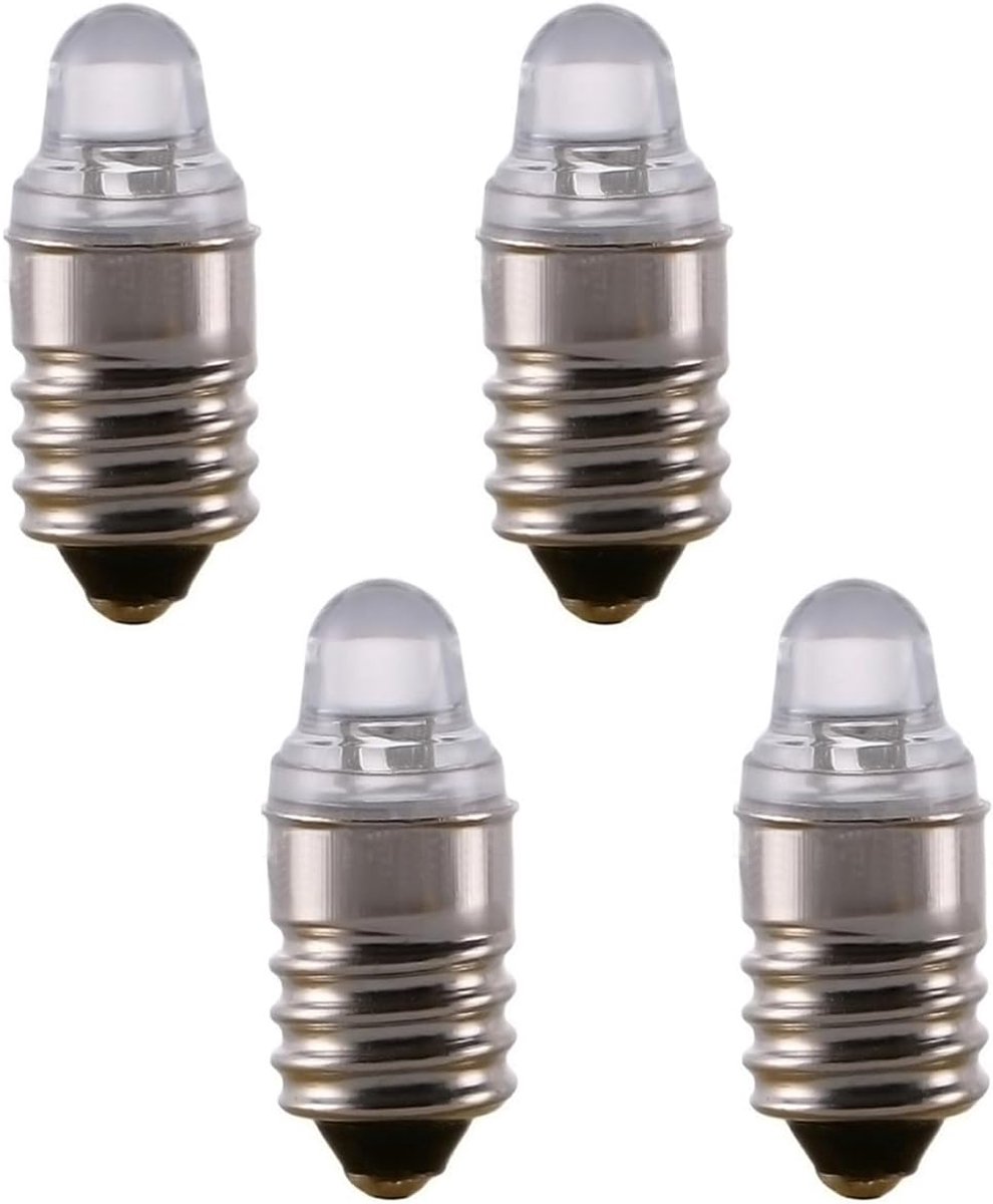 SnelShoppen - E10 LED Lamp 3V 4300K Warm Wit - Multifunctionele Zaklamp, Bouwlamp, Werklicht, 50 Lumen, Aluminium, Negatieve Aarding, Voor Camping en