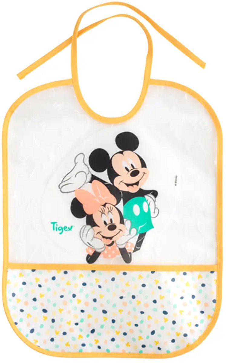 Mickey & Minnie Waterdichte Slab voor Baby – PEVA – Met Kruimelopvangzakje – Gemakkelijk Schoon te Maken
