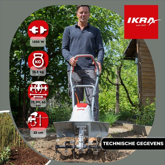 IKRA elektrische tuinfrees FEM 1500, 1.500 W, werkbreedte van 17 tot 45 cm en werkdiepte tot 23 cm van IKRA — afbeelding 2
