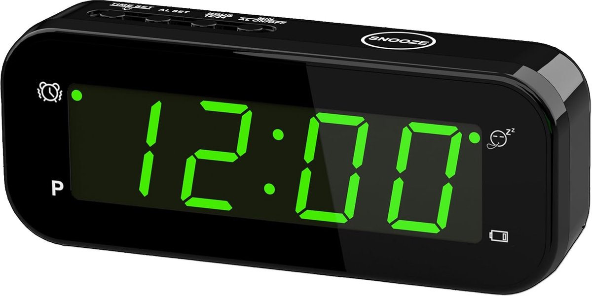 SnelShoppen - Digitale Reiswekker met Temperatuurweergave, Batterij Aangedreven, 3-Fasen Helderheid, Snooze, Stil en Geluidloos, Compacte Digitale Ala