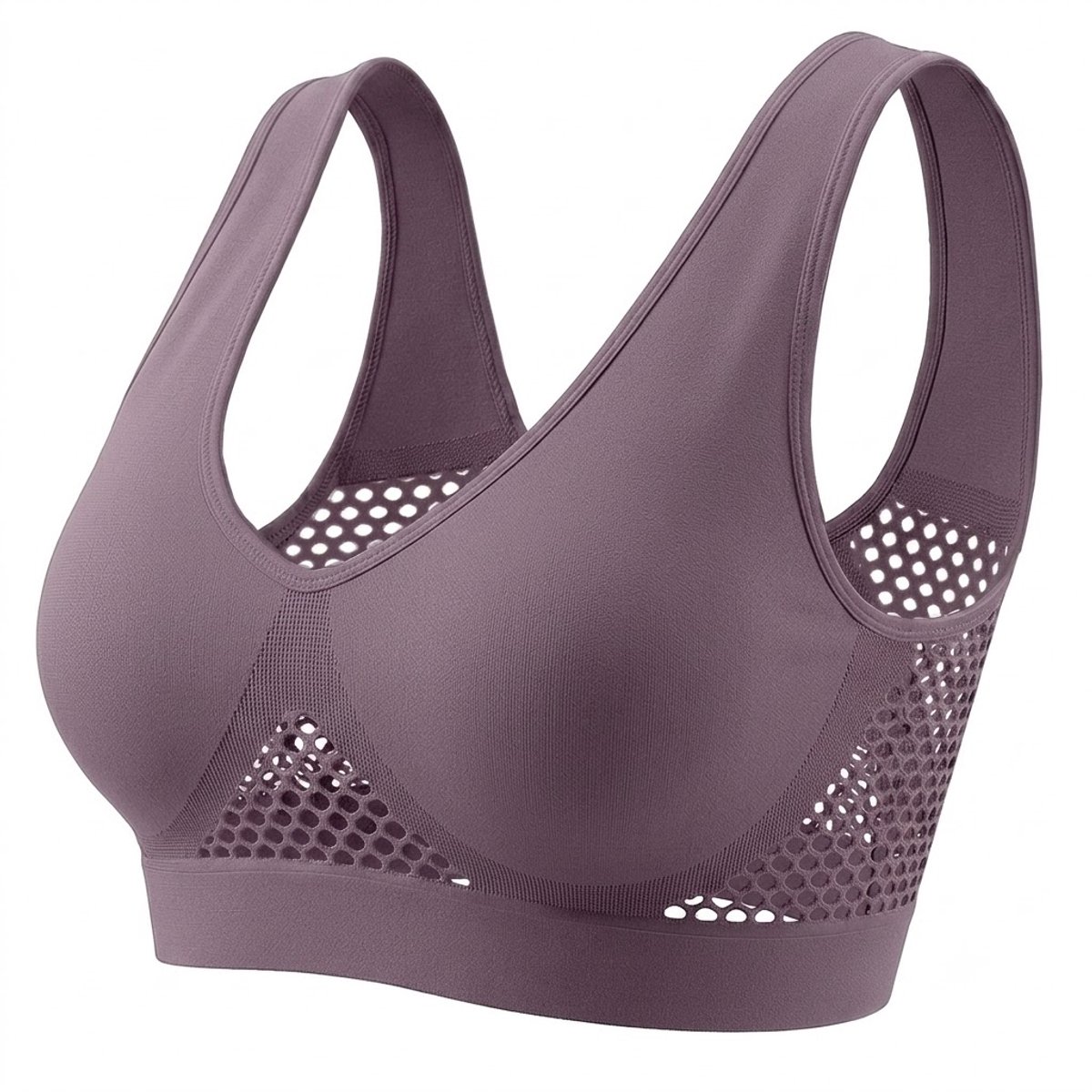Donker paarse sportbeha dames maat L ademend mesh sport bh zonder vulling brede schouderbanden U back hoge elasticiteit sneldrogend yoga fitness pilates training dagelijks casual alle seizoenen