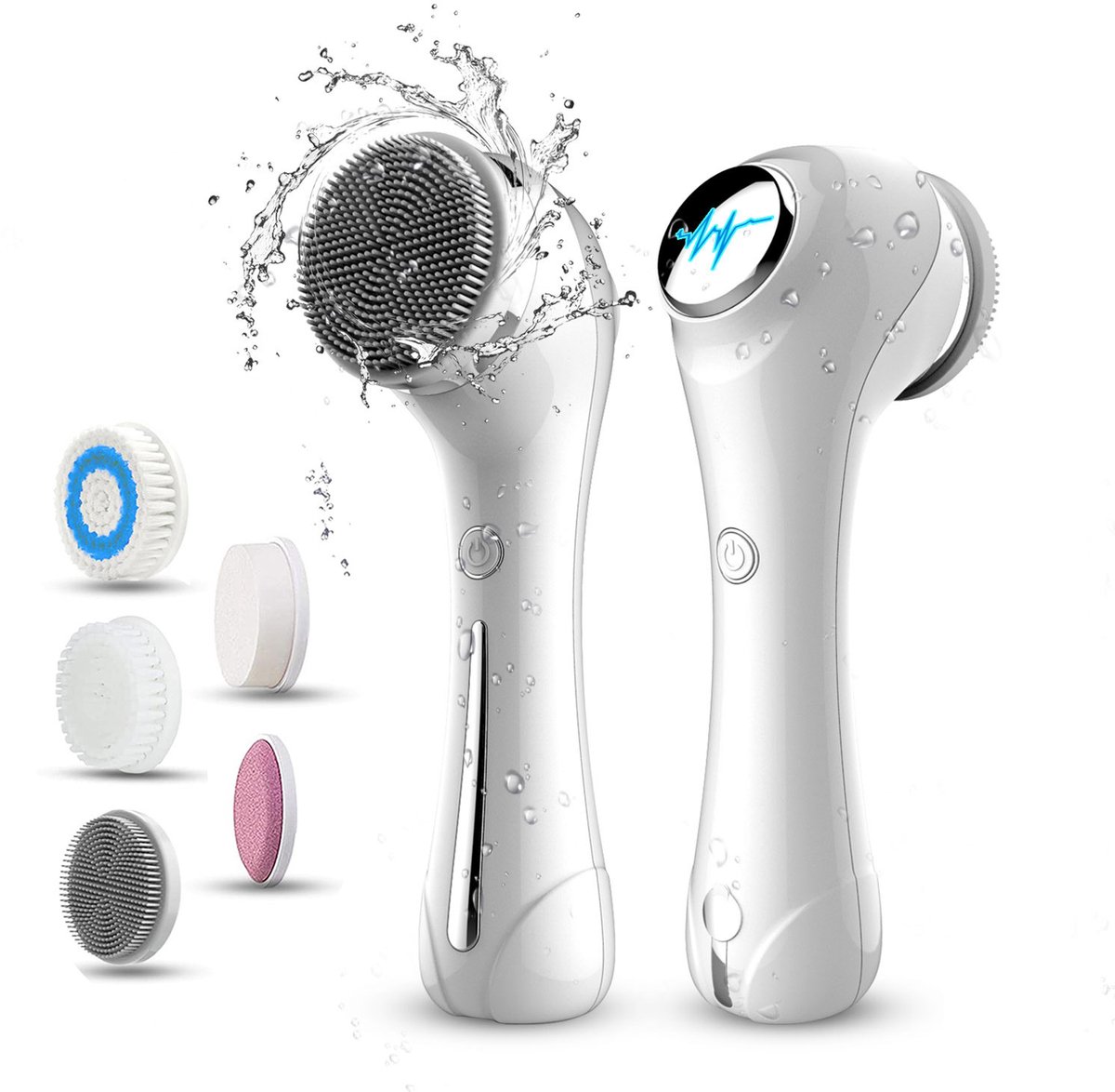 Gezichtsreinigingsborstel – elektrische gezichtsborstel met 5 borstelkoppen – gezichtsmassageapparaat – IPX7-waterdicht – zorgt voor reiniging, vibratiemassage en warmte.L